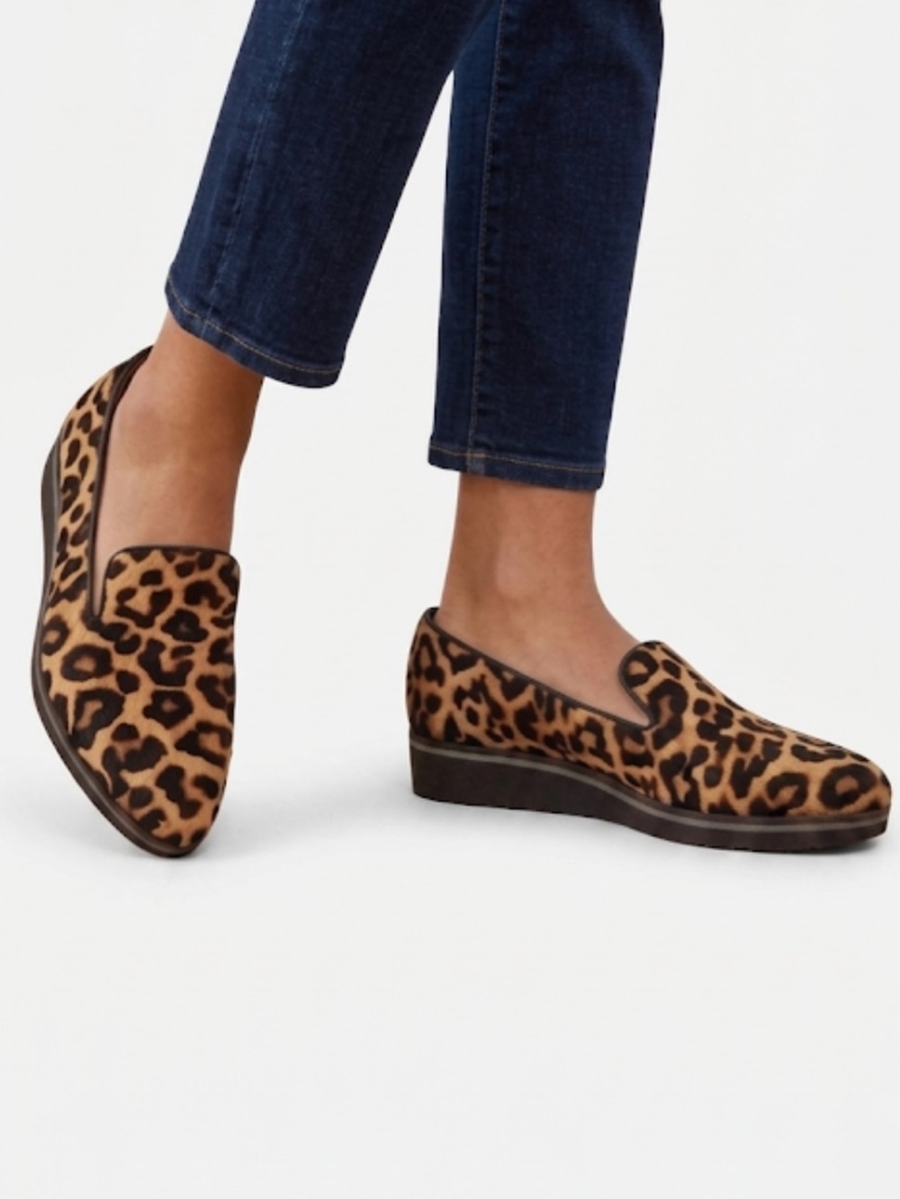 Franco Sarto Fabrina Loafers Leopard Print Calf Hair Shoes 8
AA